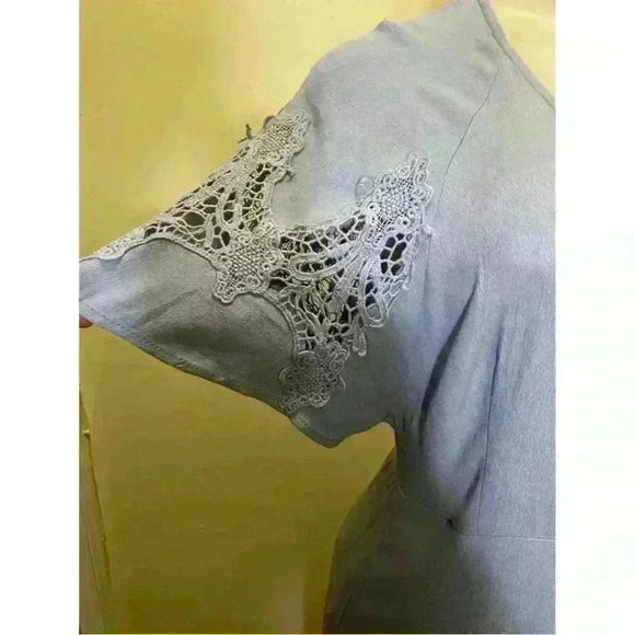 NWT ASTR The Label Crochet Sleeve, High-Low Midi Wrap Dress Size M - Picture 6 of 12